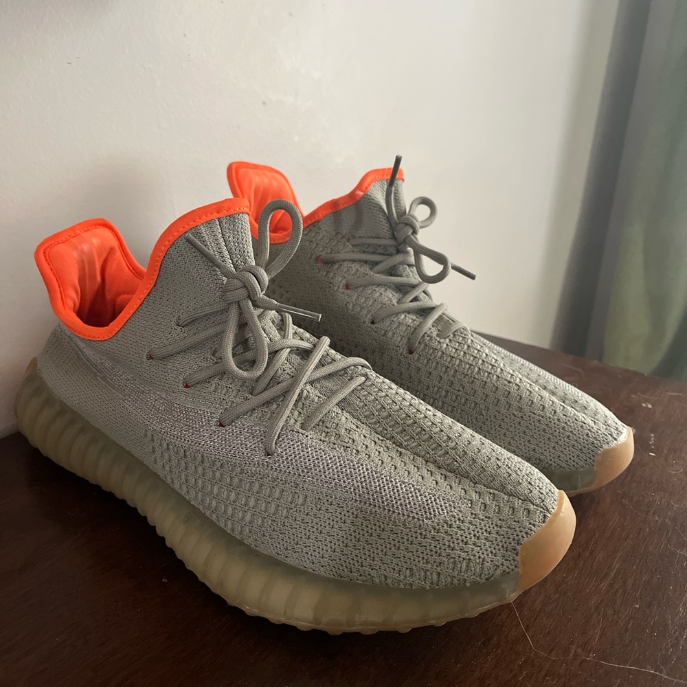 Gray and Orange Knit Yeezy boost Sneakers, Kanye west Yeezy trainers - Picture 2 of 8